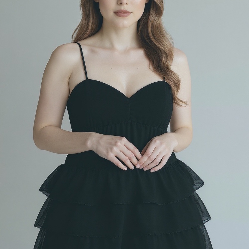 Elegant Black Tiered Dress‎